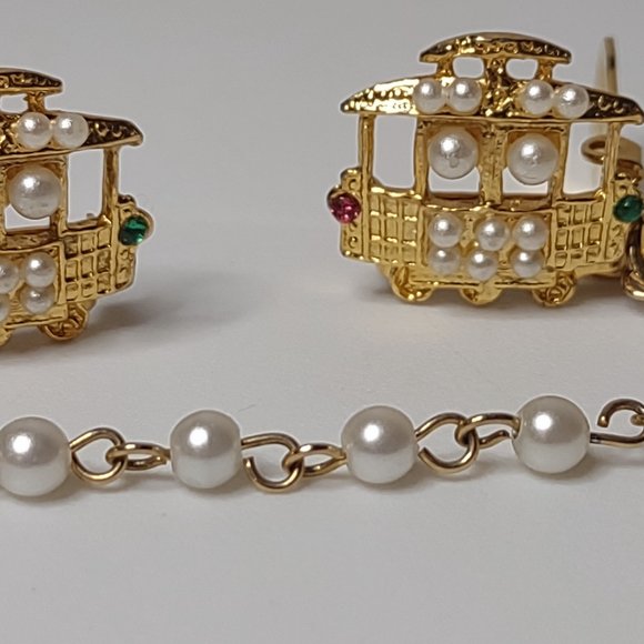 Faux Pearl Trolley Car Cardigan Sweater Clip - Picture 5 of 14